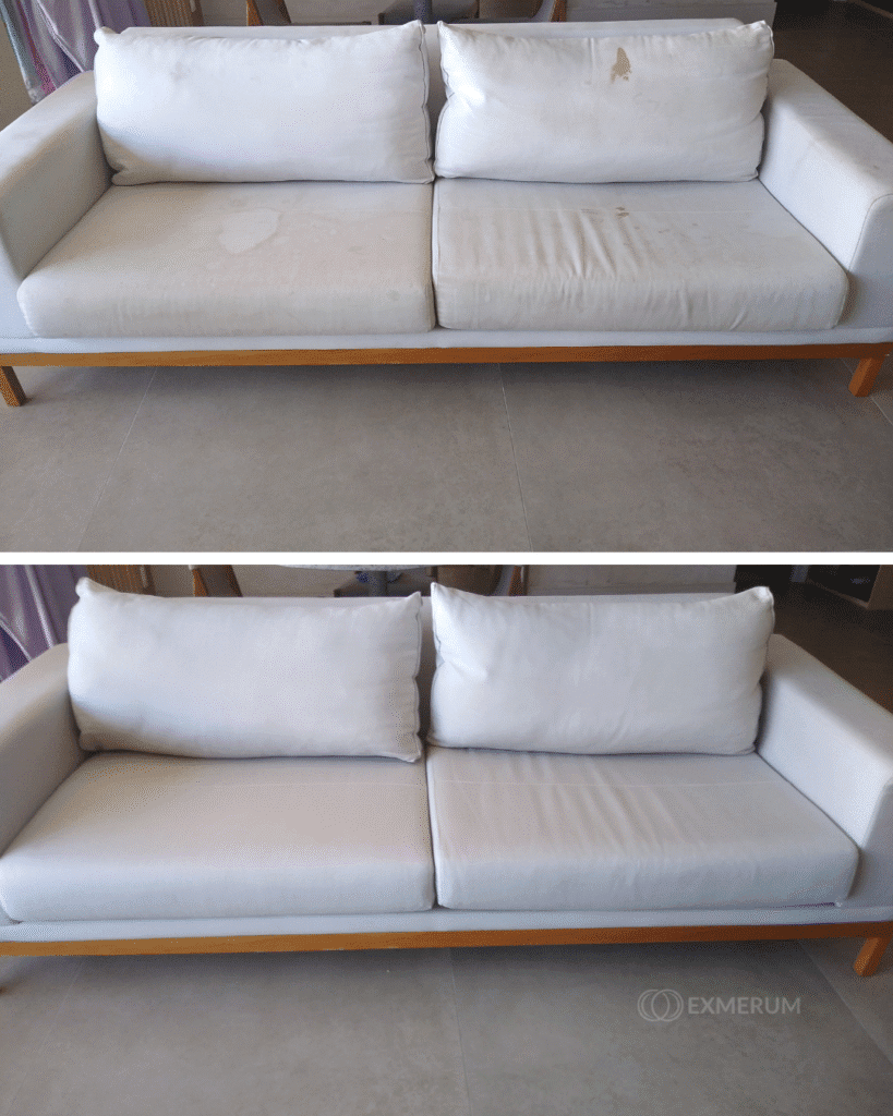 limpeza de sofá antes e depois exmerum